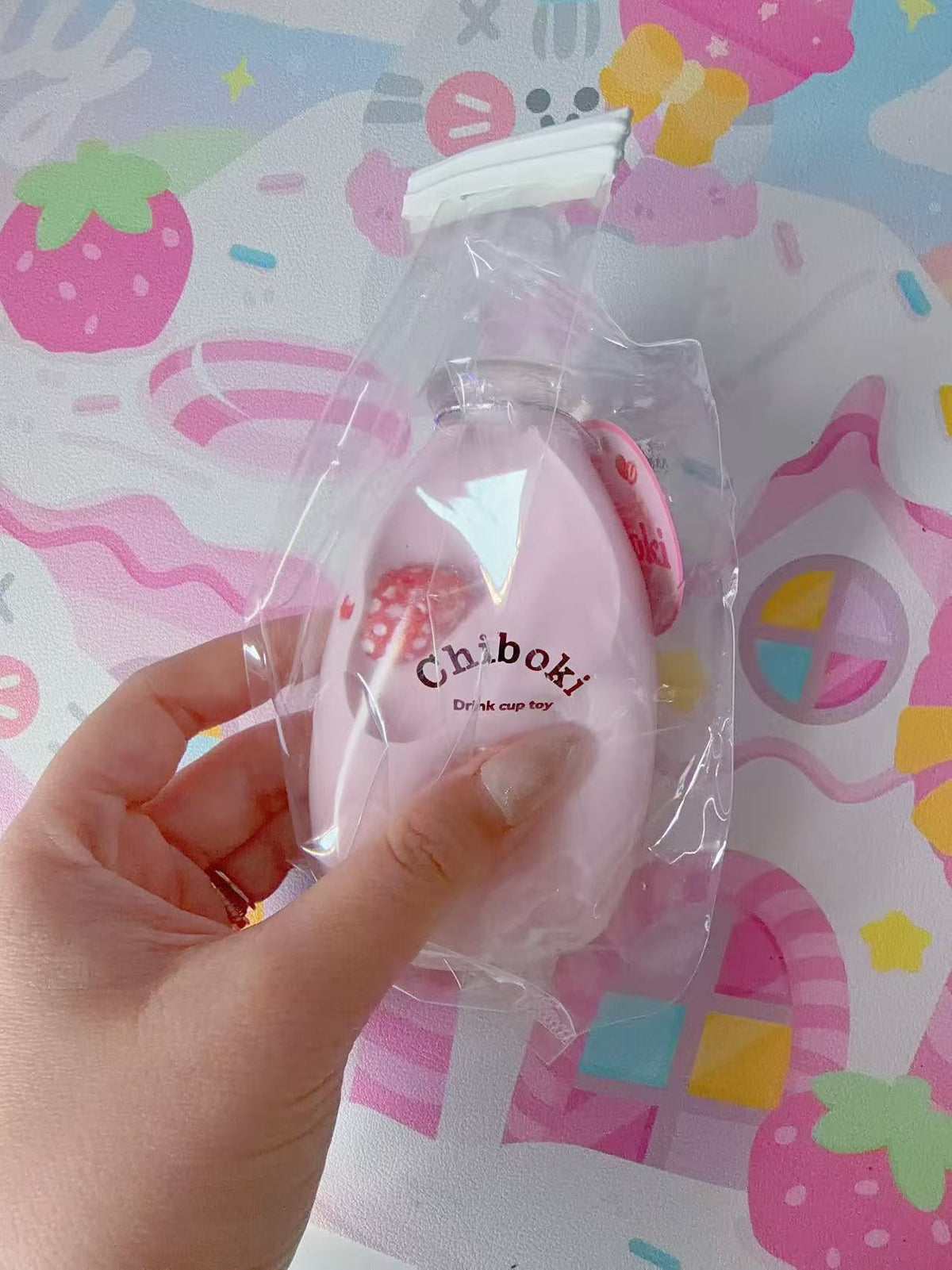 Chiboki Creamy Strawberry Bottle Squishy Stress Ball image 1