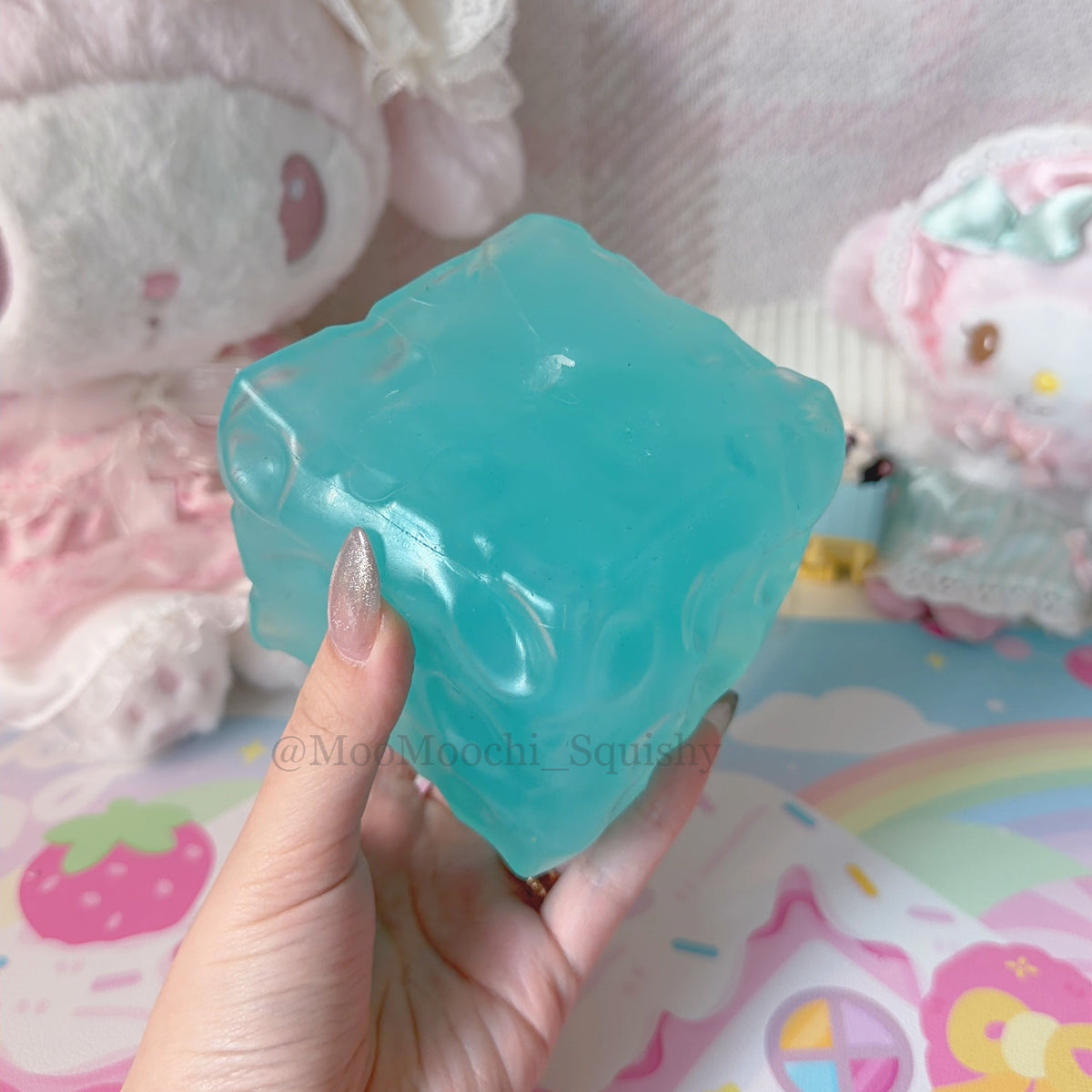 Chiboki Cheese Cube Glacier Stressball Squishy - Mint Blue image 0